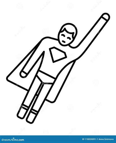 Line Icon Of Stick Man Superhero Design Of Super Hero Icon Vector