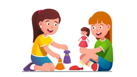 3400 Two Girls Playing Stock Illustrations Royalty Free Vector