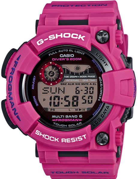 Equipped with a dedicated diving mode. Casio G-Shock Frogman Solar Atomic Pink Watch GWF1000SR-4