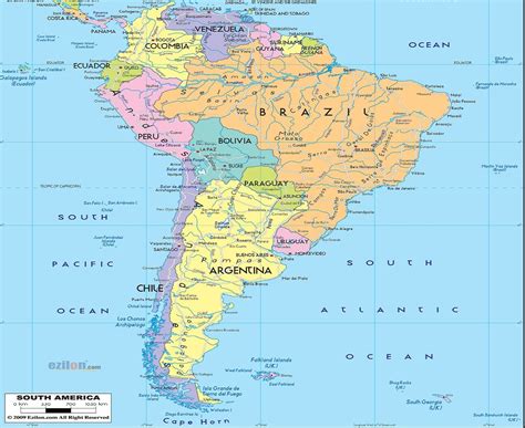 Political Map of South America | South america map, Latin america map, America map