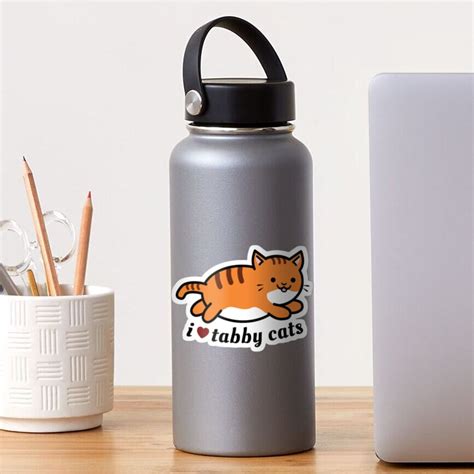 I Love Tabby Cats Cute Kawaii Cat Orange Tabby Sticker For Sale By