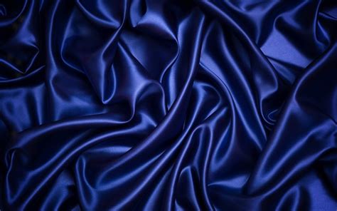 Download Wallpapers 4k Dark Blue Silk Texture Wavy Fabric Texture