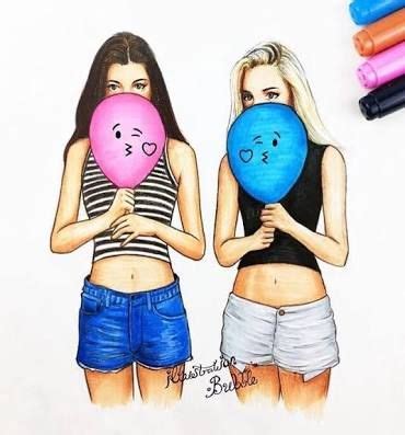 iki kız arkadaş resmi çizim ile ilgili görsel sonucu Drawings of