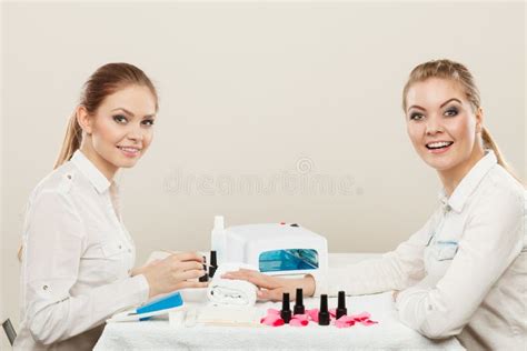 Beautician With Client At Beauty Salon Stock Image Image Of Luxury