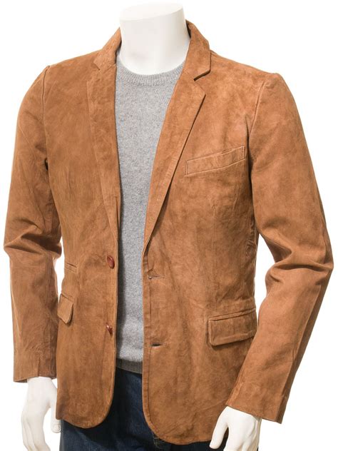 Mens Tan Suede Blazer Luppitt Men Caine