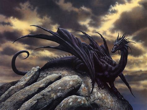 Fantasy black dragon wallpaper