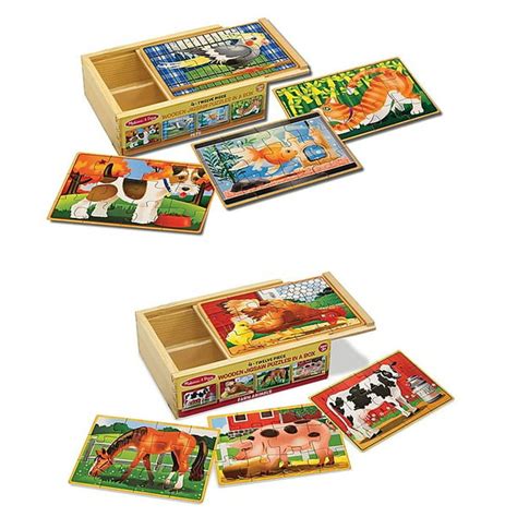 Melissa And Doug Animals 4 In 1 Wooden Jigsaw Puzzles Set Pets And Farm