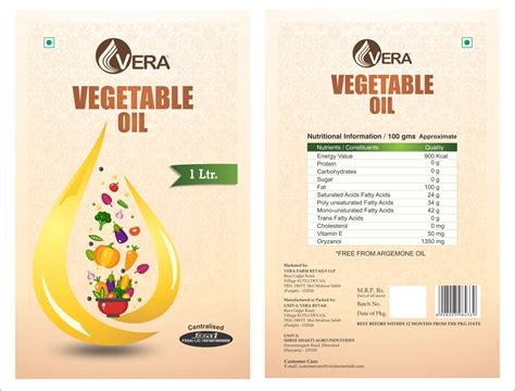 Vegetable Oil 1 Litre Pouch Label Design By Parvinder Kaur On Dribbble