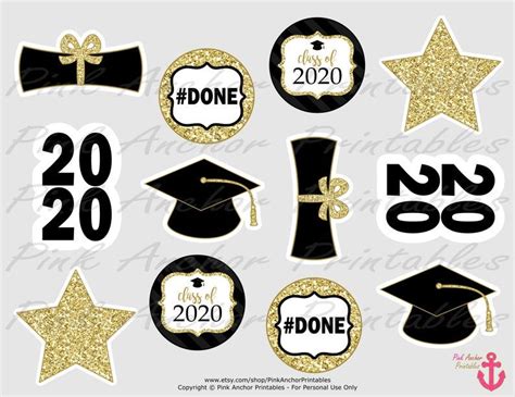 Printable Graduation Cupcake Toppers And Wrappers Black And Etsy