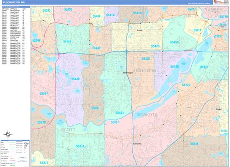 Bloomington Minnesota Wall Map Color Cast Style By Marketmaps Mapsales