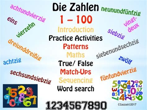 German Numbers Die Zahlen 1 100 Teaching Resources