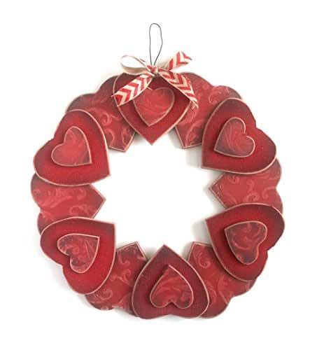 Wooden Heart Valentine Wreath Decoration Rustic Wood Heart