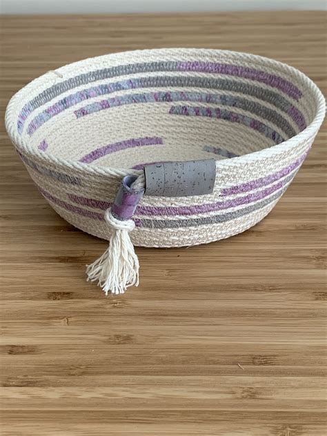 Decorative Clothesline Basket Coiled Rope Bowl Coiled Fabric Basket