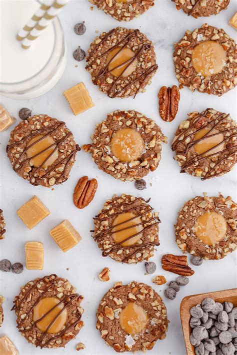 Turtle Thumbprint Cookies Amanda S Cookin Cookies Brownies Bars