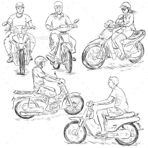 The system uses straight lines to plot or figure (think of it as light traveling in straight lines.) the renaissance artist leon battista alberti and architect filippo brunelleschi are credited with the. Set of Sketch Riders on Motorbikes | Sketches, Human ...