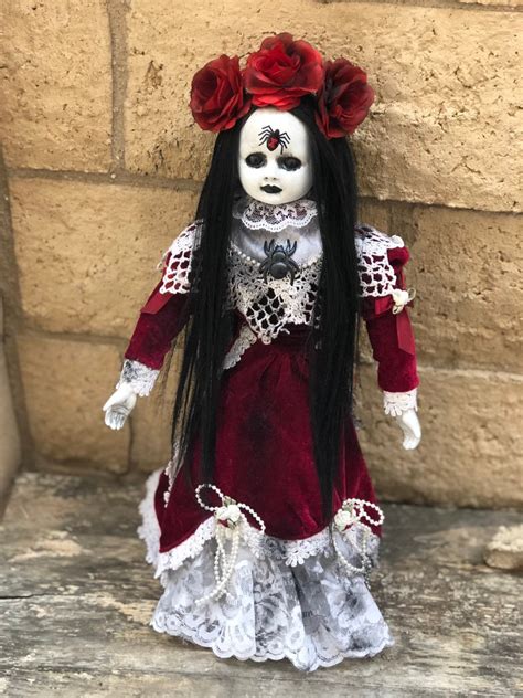 Ooak Black Eyes Spider Girl Creepy Horror Doll Art By Christie