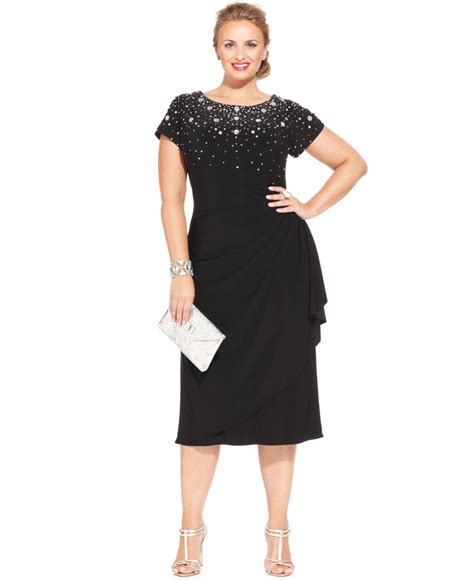 Alex Evenings Plus Size Beaded Tiered Dress In Black Lyst