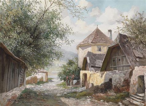 Karl Flieher Landscape Art Painting Watercolor Landscape Oil Painting