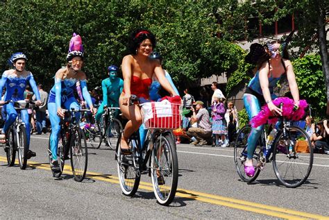 Fremont Solstice Parade Caution Naked Bicylists Michael Nebel