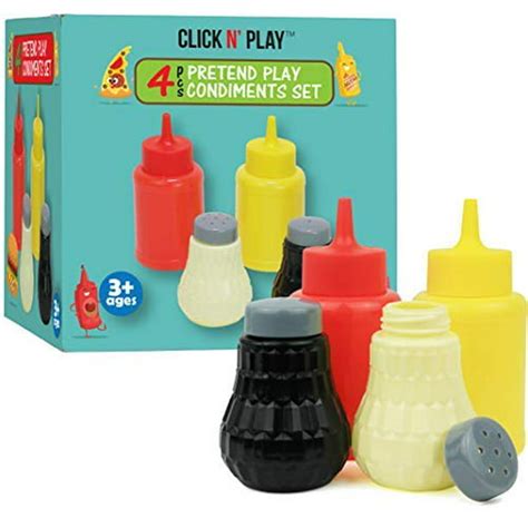 Click N Play 4 Piece Pretend Play Food Condiment Set