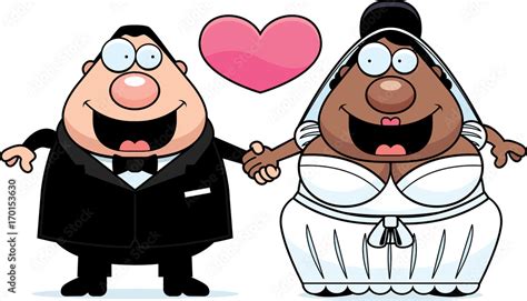 Cartoon Interracial Marriage Stock Vector Adobe Stock