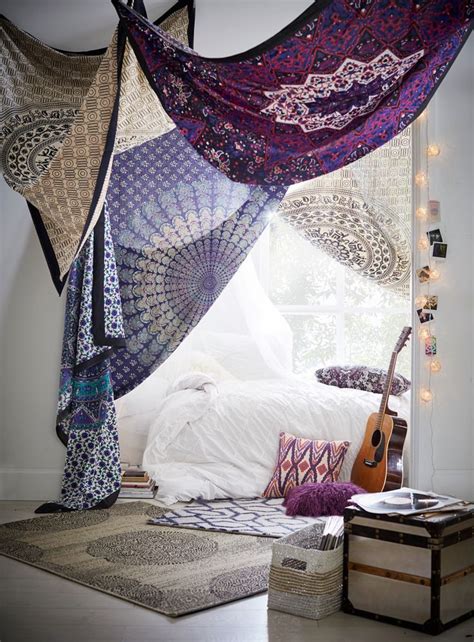 Got a boring bedroom ceiling? Printed Tapestries, Purple/Pink in 2019 | Bedroom Ideas ...
