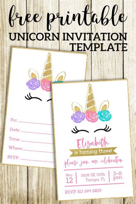 Brother creative center offers free, printable templates for cards & invitations. Free Printable Unicorn Invitations Template | Unicorn ...