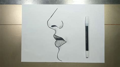 Draw it somewhere in between the 2 circles. How to draw NOSE AND LIPS from side in 5 minutes - YouTube