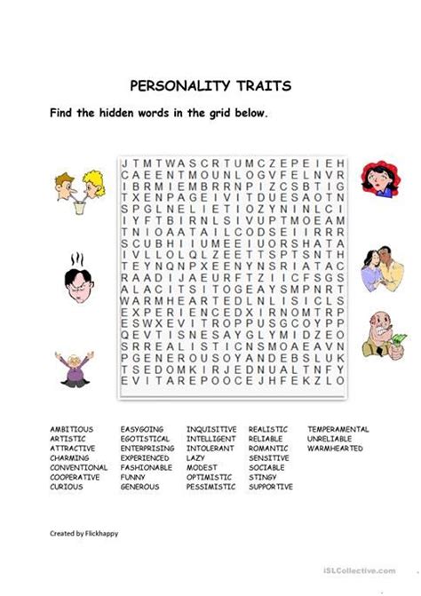 Personality Traits Wordsearch Personality Adjectives Adjectives To