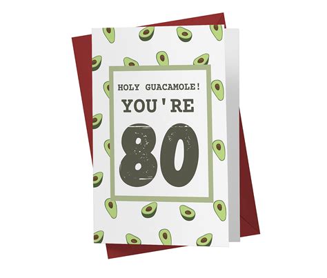 Buy Funny 80th Birthday Card Funny Avocado 80 Years Old Anniversary Card Happy 80th Birthday
