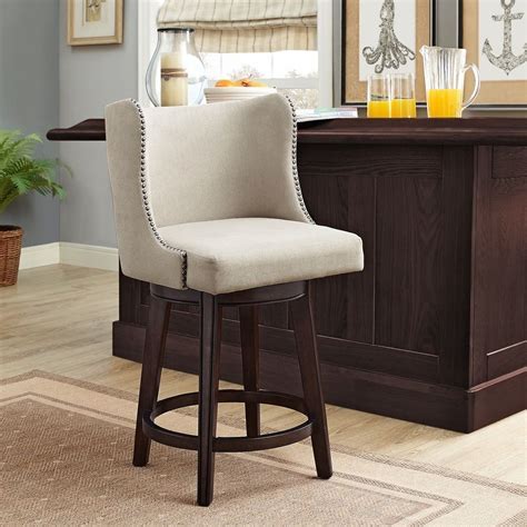 Skye Swivel 24 Inch Upholstered Barstool Ivory Furniture Bar Stools