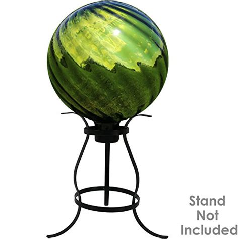 Sunnydaze Green Rippled Gazing Globe Glass Garden Ball Outdoor Lawn And Yard Ornament