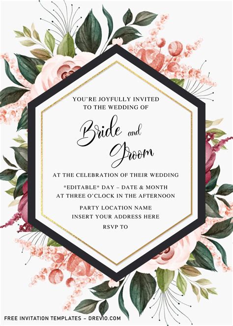 Free Burgundy Floral Wedding Invitation Templates For Word Download Hundreds Free Printable