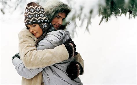Your romantic stock images are ready. Love Couple Hug Long Awaited Love Winter Snow Romantic ...