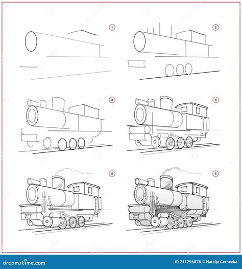 Page Shows How To Learn To Draw Sketch Of Locomotive Creation Step By