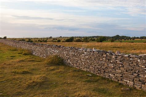 High Stone Wall In Sunset Stock Photo Image Of Field 42577678