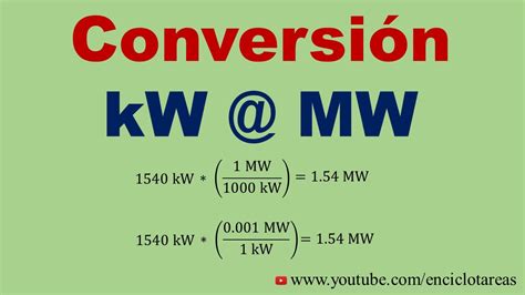 Convertir De Kilowatt A Megawatt Kw A Mw Youtube