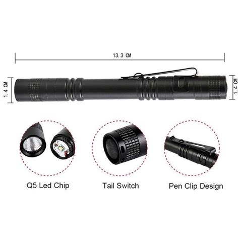 50000lm Mini Led Penlight Flashlight Torch Clip Pocket Waterproof Lamp