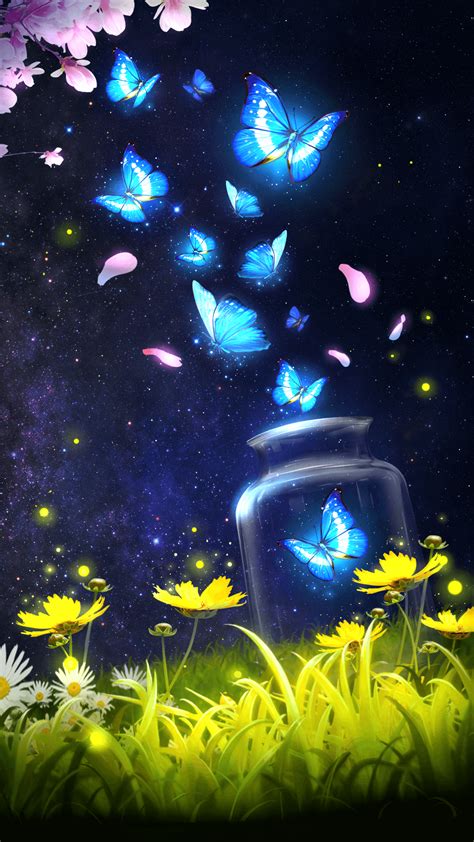Android Live Wallpaperbackgroundshiny Blue Butterfly Live Wallpaper