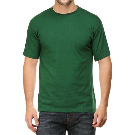 Bottle Green Plain Round Neck T Shirt Tanshar