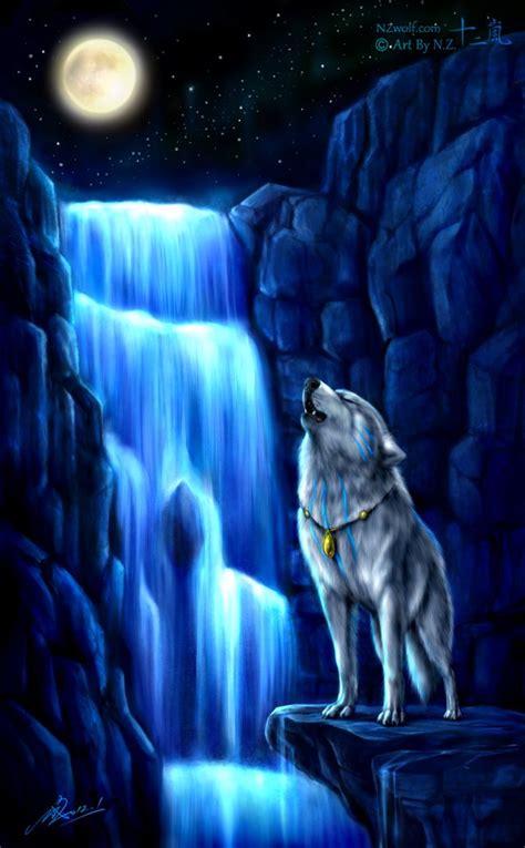 Fall Wolf Under The Moon By Zilvenart On Deviantart Wolf Wallpaper