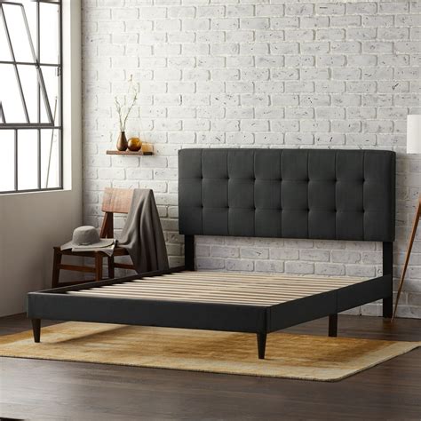 Rest Haven Upholstered Platform Bed Frame With Square Tufted Headboard