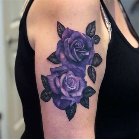 Realistic Purple Rose Tattoos