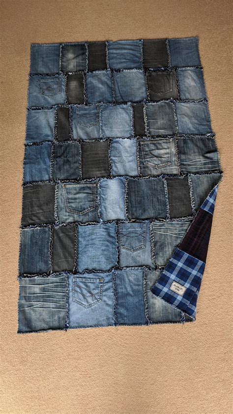 I Made A Denim Rag Quilt For My Daughters 18th Birthday Using Old