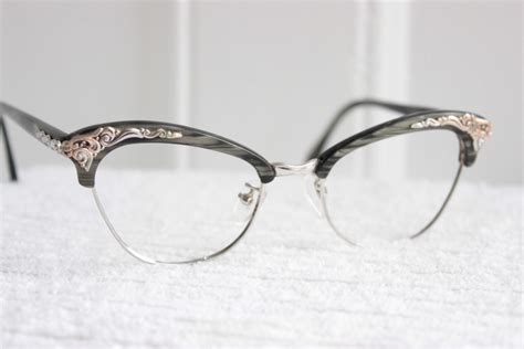 cat eye 1960 s eyeglasses gray browline wire rim by diaeyewear