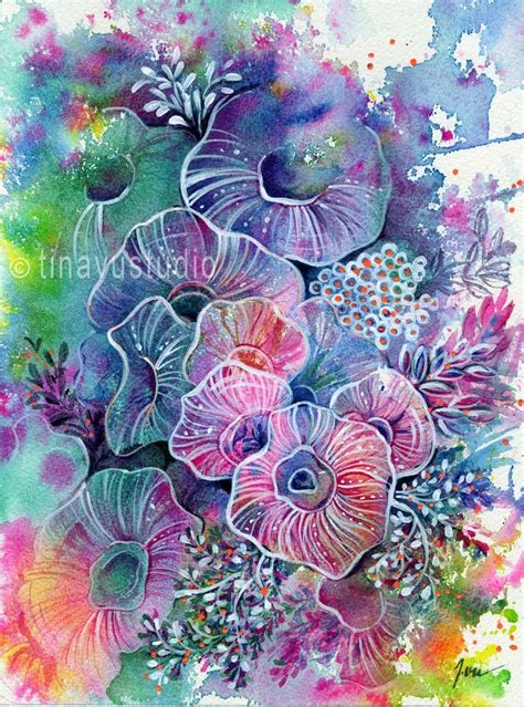 Abstract Sea Coral Painting Nautical Painting Watercolor Painting