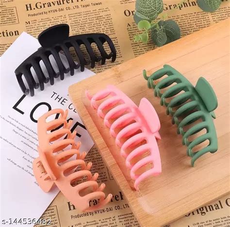 random color 3pcs big hair claw clips 4 3 inch nonslip large matte claw clip for women and girls