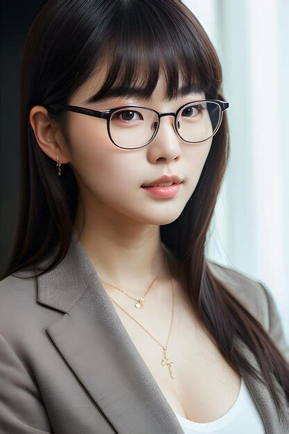 Premium Ai Image Beautiful Korean Woman Wearing Glasses
