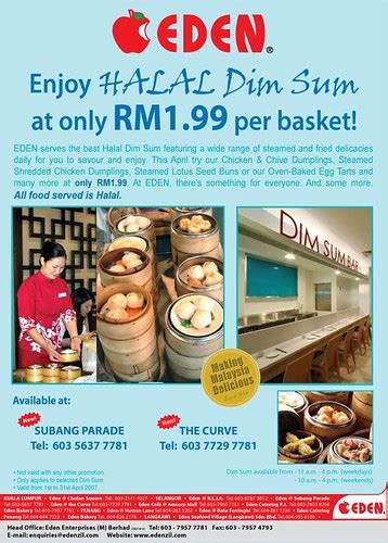 Dim sum is a large range of small dishes that cantonese people traditionally enjoy in restaurants for breakfast and lunch. Eden - Halal Dim Sum @ RM1.99/basket | PASIM | Promotions ...