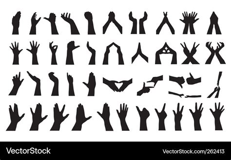 Human Hand Silhouettes Set Royalty Free Vector Image